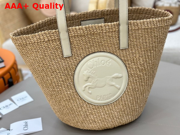 Chloe Large Horse Medal Basket in Natural Fibers Deep Ivory Replica