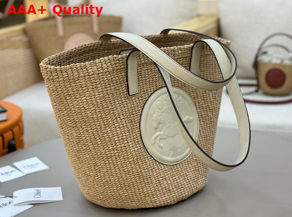 Chloe Large Horse Medal Basket in Natural Fibers Deep Ivory Replica