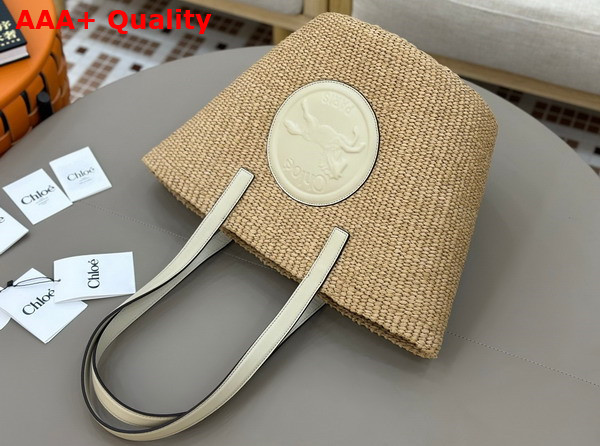 Chloe Large Horse Medal Basket in Natural Fibers Deep Ivory Replica