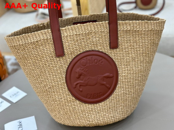 Chloe Large Horse Medal Basket in Natural Fibers Sepia Brown Replica