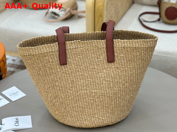 Chloe Large Horse Medal Basket in Natural Fibers Sepia Brown Replica