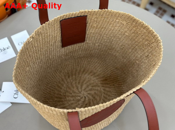 Chloe Large Horse Medal Basket in Natural Fibers Sepia Brown Replica