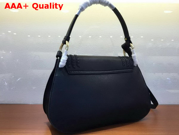 Chloe Large Hudson Bag in Black Smooth Calfskin and Python Replica