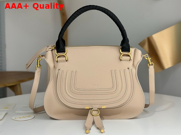 Chloe Large Marcie Bag in Boyish Brown Grained Leather with Black Handle Replica