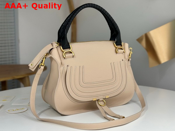 Chloe Large Marcie Bag in Boyish Brown Grained Leather with Black Handle Replica