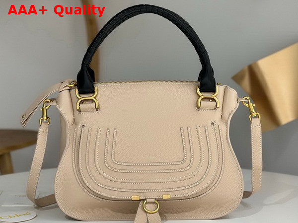 Chloe Large Marcie Bag in Boyish Brown Grained Leather with Black Handle Replica