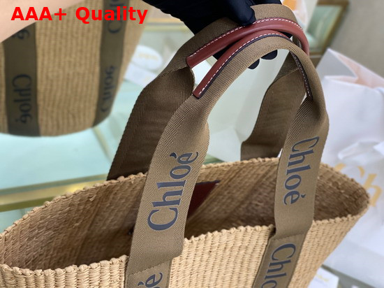 Chloe Large Woody Basket Fair Trade Paper and Woody Ribbon Grove Brown Replica
