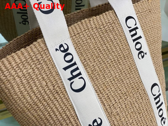 Chloe Large Woody Basket in Fair Trade Paper with the Woody Ribbon White Replica