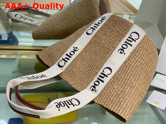 Chloe Large Woody Basket in Fair Trade Paper with the Woody Ribbon White Replica