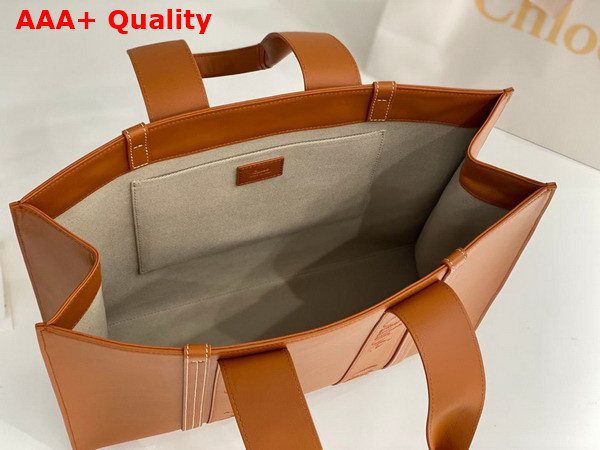 Chloe Large Woody Tote Bag Caramel Smooth Calfskin with Chloe Logo Replica