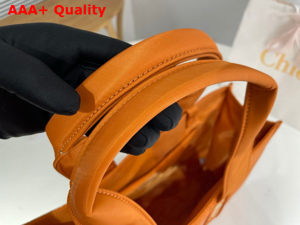 Chloe Large Woody Tote Bag in Golden Yellow Recycled Nylon with Chloe Logo Replica