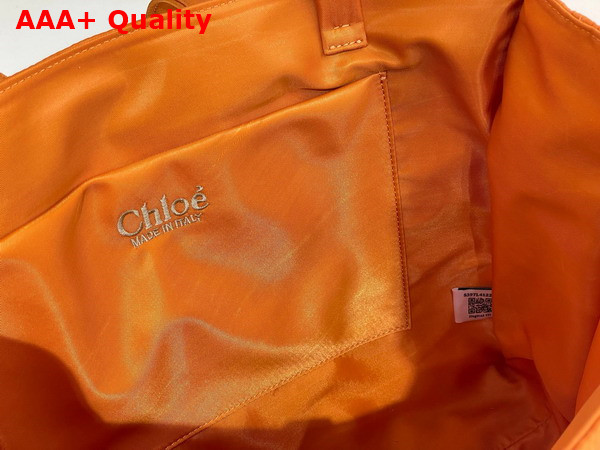 Chloe Large Woody Tote Bag in Golden Yellow Recycled Nylon with Chloe Logo Replica