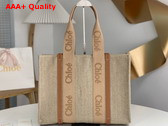 Chloe Large Woody Tote Bag in Linen Soft Tan Replica