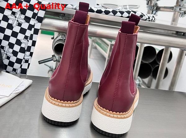 Chloe Lilli Chelsea Ankle Boot in Burgundy Cowhide Replica