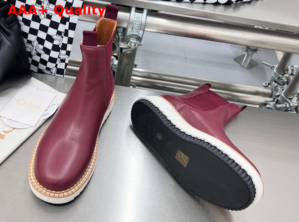 Chloe Lilli Chelsea Ankle Boot in Burgundy Cowhide Replica