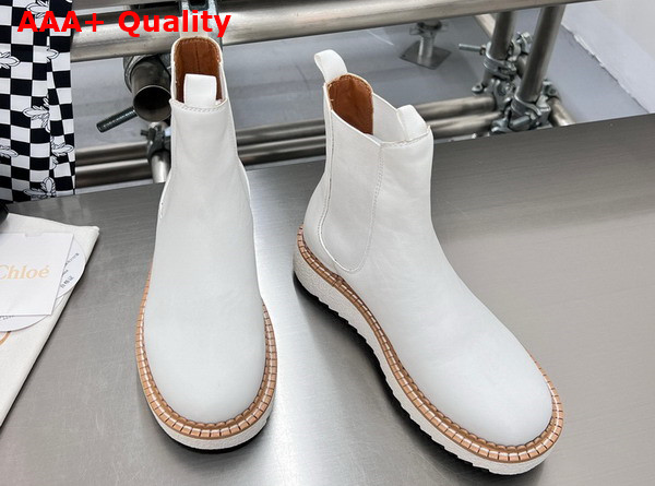 Chloe Lilli Chelsea Ankle Boot in White Cowhide Replica