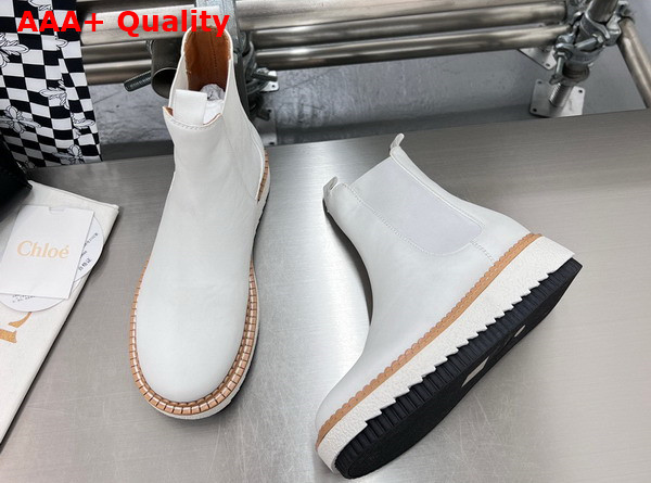 Chloe Lilli Chelsea Ankle Boot in White Cowhide Replica