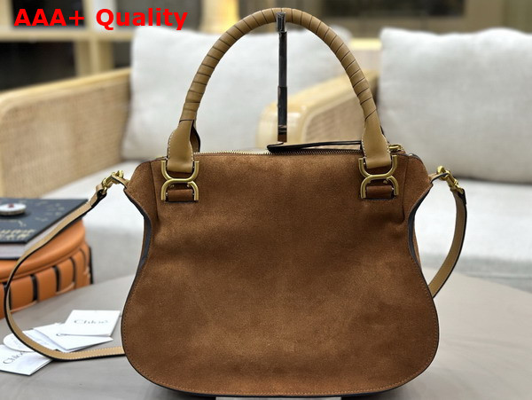 Chloe Marcie Bag in Gold and Khaki Suede Leather Replica
