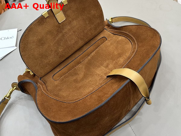 Chloe Marcie Bag in Gold and Khaki Suede Leather Replica
