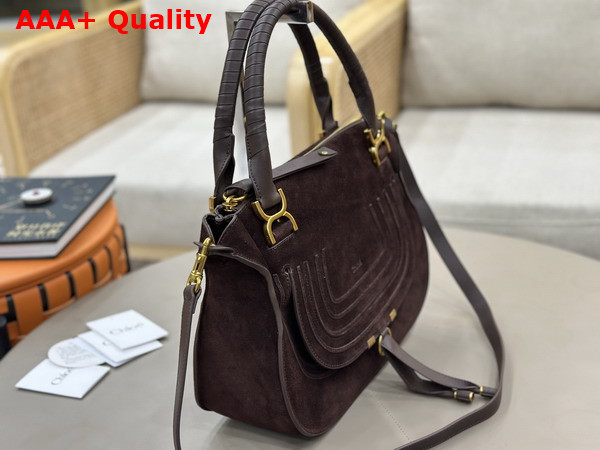 Chloe Marcie Bag in Kohl Brown Suede Leather Replica