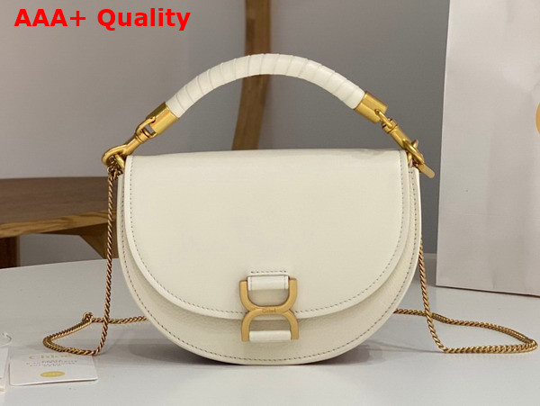 Chloe Marcie Chain Flap Bag Nappa Lambskin Grained Calfskin and Suede Misty Ivory Replica