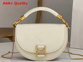 Chloe Marcie Chain Flap Bag Nappa Lambskin Grained Calfskin and Suede Misty Ivory Replica