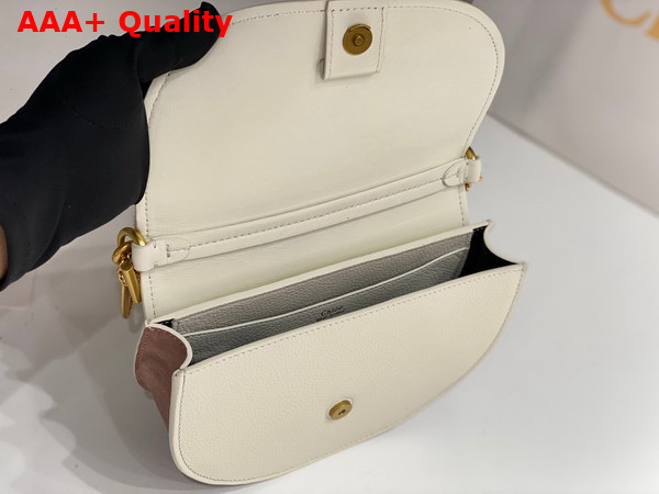 Chloe Marcie Chain Flap Bag Nappa Lambskin Grained Calfskin and Suede Misty Ivory Replica