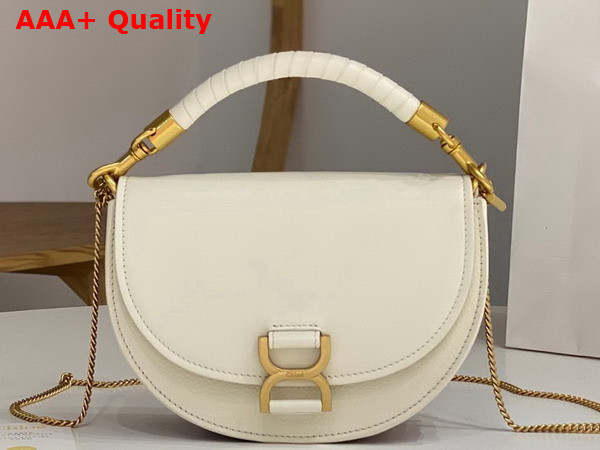 Chloe Marcie Chain Flap Bag Nappa Lambskin Grained Calfskin and Suede Misty Ivory Replica