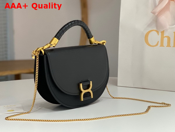 Chloe Marcie Chain Flap Bag in Black Nappa Lambskin Grained Calfskin and Suede Replica