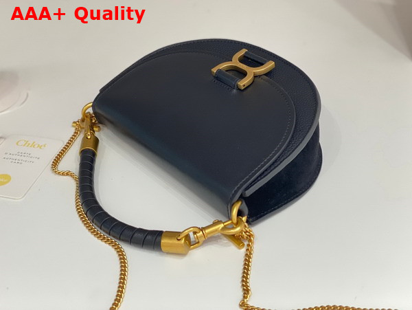Chloe Marcie Chain Flap Bag in Black Nappa Lambskin Grained Calfskin and Suede Replica