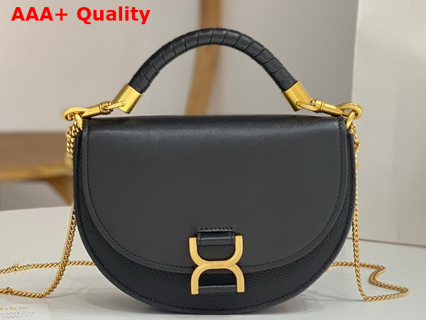 Chloe Marcie Chain Flap Bag in Black Nappa Lambskin Grained Calfskin and Suede Replica