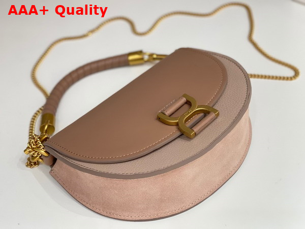 Chloe Marcie Chain Flap Bag in Woodrose Nappa Lambskin Grained Calfskin and Suede Replica
