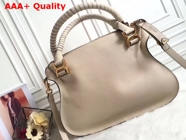Chloe Marcie Double Carry Bag in Beige Small Grain Calfskin Replica