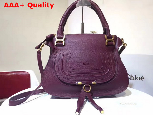 Chloe Marcie Double Carry Bag in Burgundy Small Grain Calfskin Replica