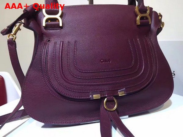 Chloe Marcie Double Carry Bag in Burgundy Small Grain Calfskin Replica