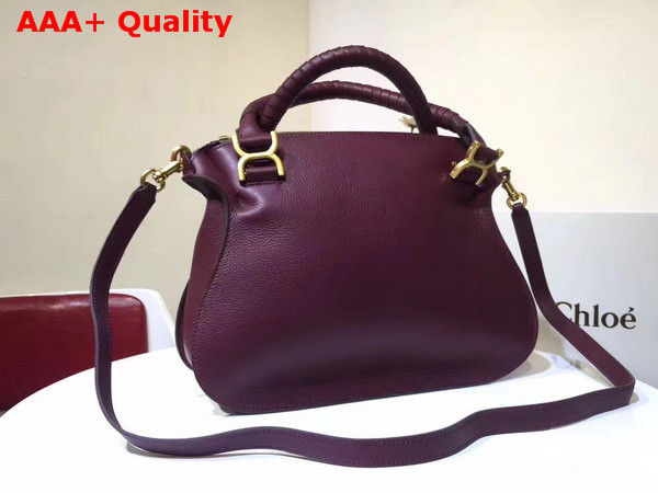Chloe Marcie Double Carry Bag in Burgundy Small Grain Calfskin Replica