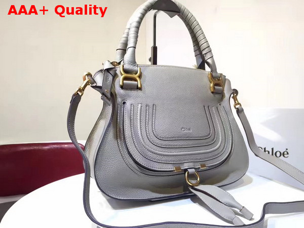 Chloe Marcie Double Carry Bag in Light Grey Small Grain Calfskin Replica