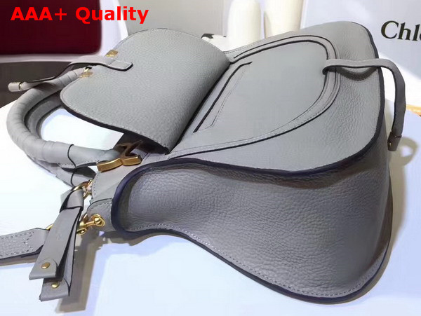 Chloe Marcie Double Carry Bag in Light Grey Small Grain Calfskin Replica
