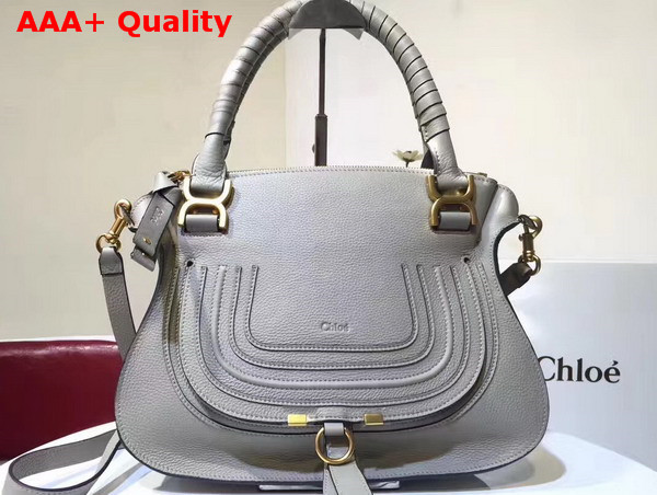 Chloe Marcie Double Carry Bag in Light Grey Small Grain Calfskin Replica