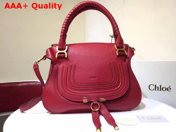 Chloe Marcie Double Carry Bag in Red Small Grain Calfskin Replica