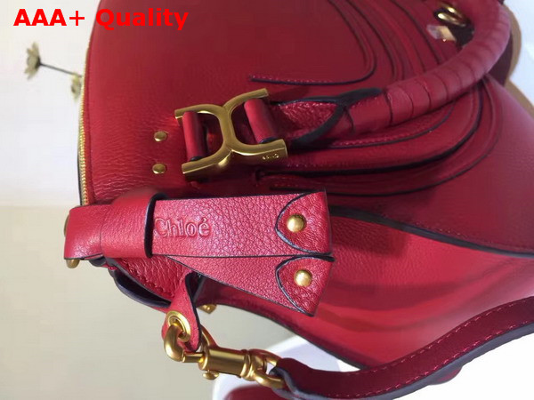 Chloe Marcie Double Carry Bag in Red Small Grain Calfskin Replica