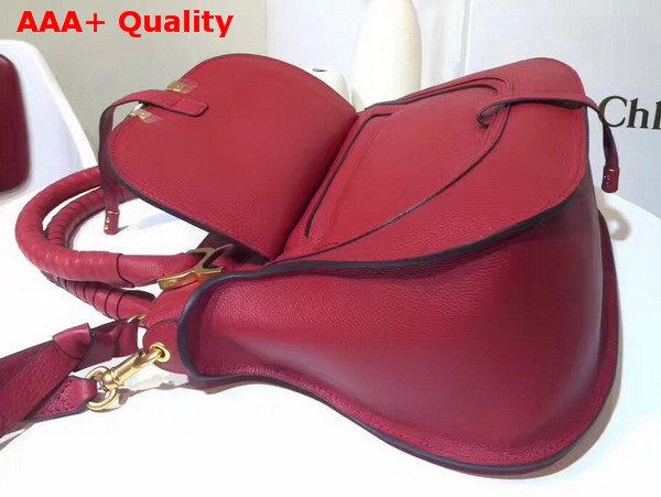 Chloe Marcie Double Carry Bag in Red Small Grain Calfskin Replica