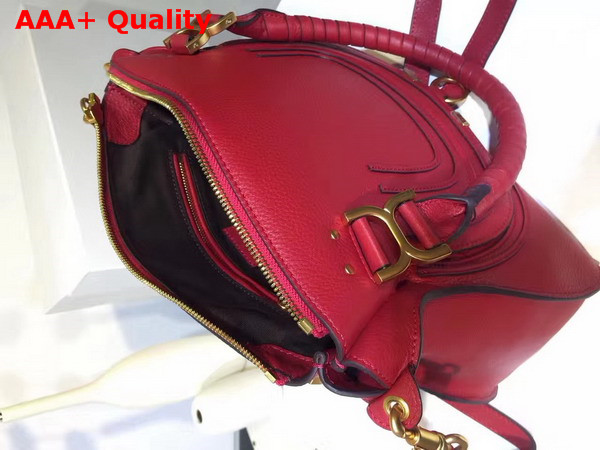 Chloe Marcie Double Carry Bag in Red Small Grain Calfskin Replica