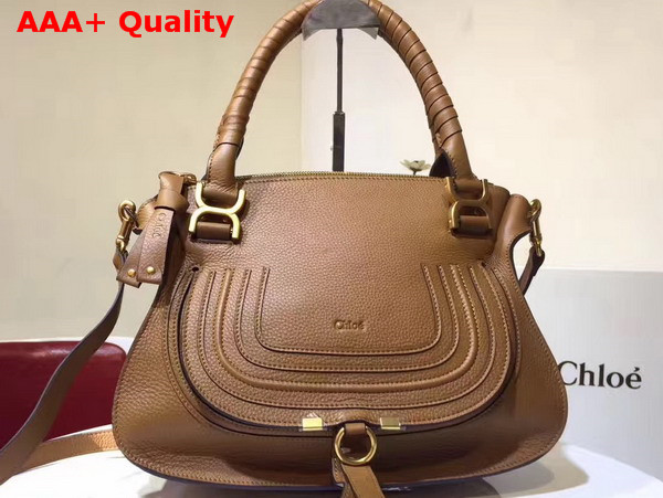 Chloe Marcie Double Carry Bag in Tan Small Grain Calfskin Replica