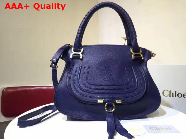 Chloe Marcie Handbag in Blue Small Grain Calfskin Replica