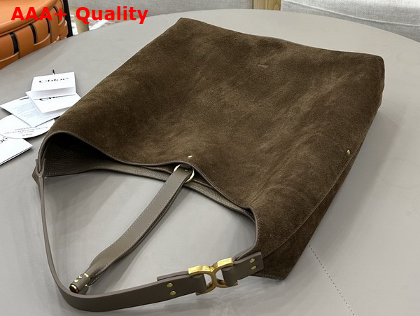Chloe Marcie Hobo Bag in Flannel Grey Suede Leather Replica