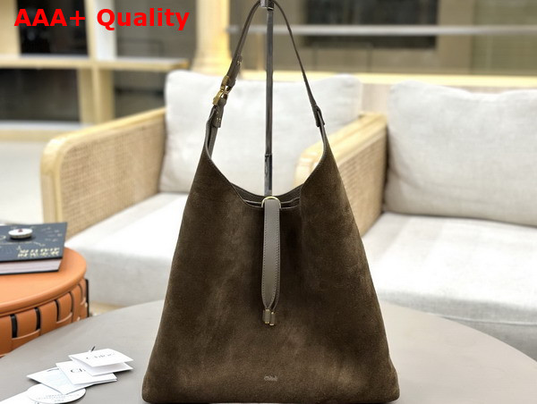 Chloe Marcie Hobo Bag in Flannel Grey Suede Leather Replica