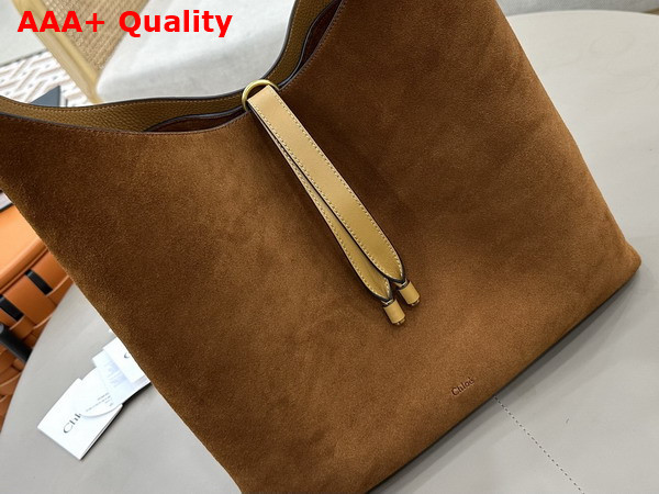 Chloe Marcie Hobo Bag in Gold and Khaki Suede Leather Replica