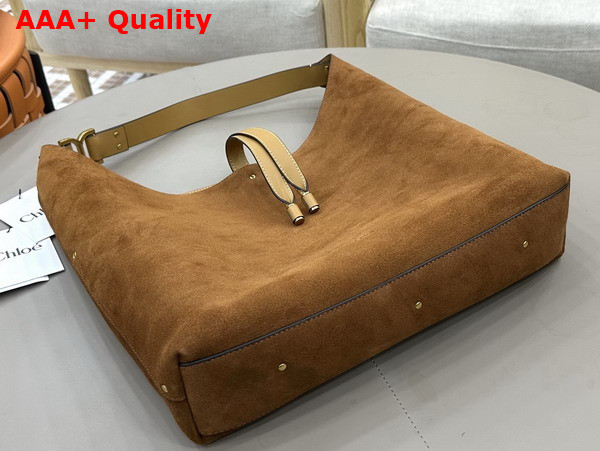 Chloe Marcie Hobo Bag in Gold and Khaki Suede Leather Replica