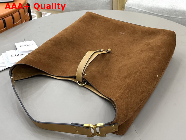Chloe Marcie Hobo Bag in Gold and Khaki Suede Leather Replica